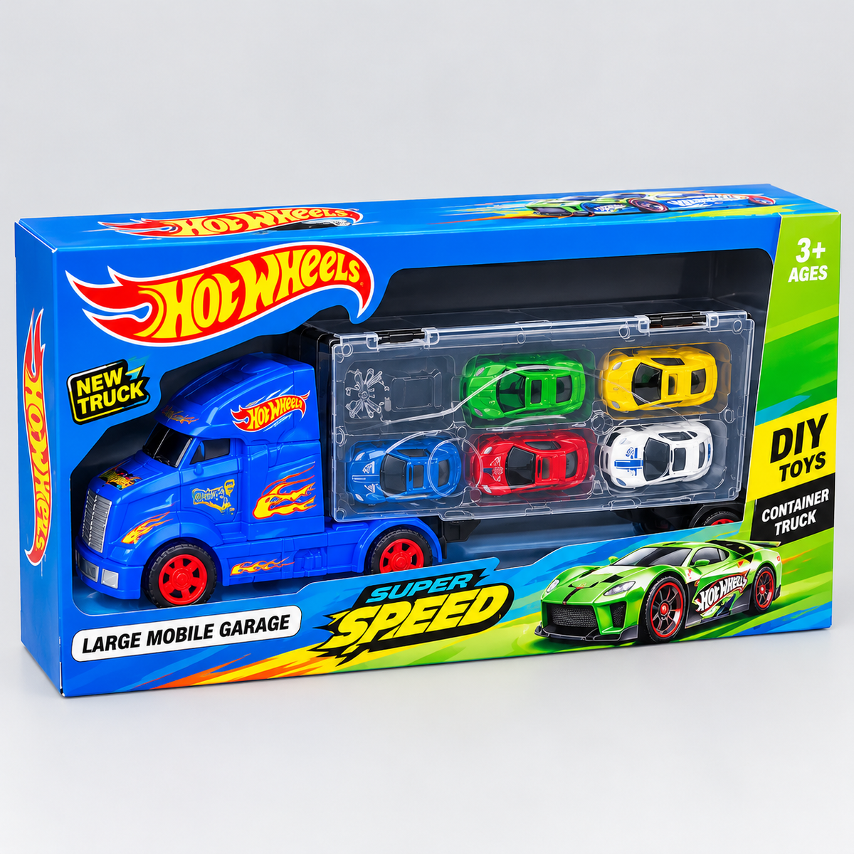 Hot Wheels Large Mobile Garage with 6 Metal Cars