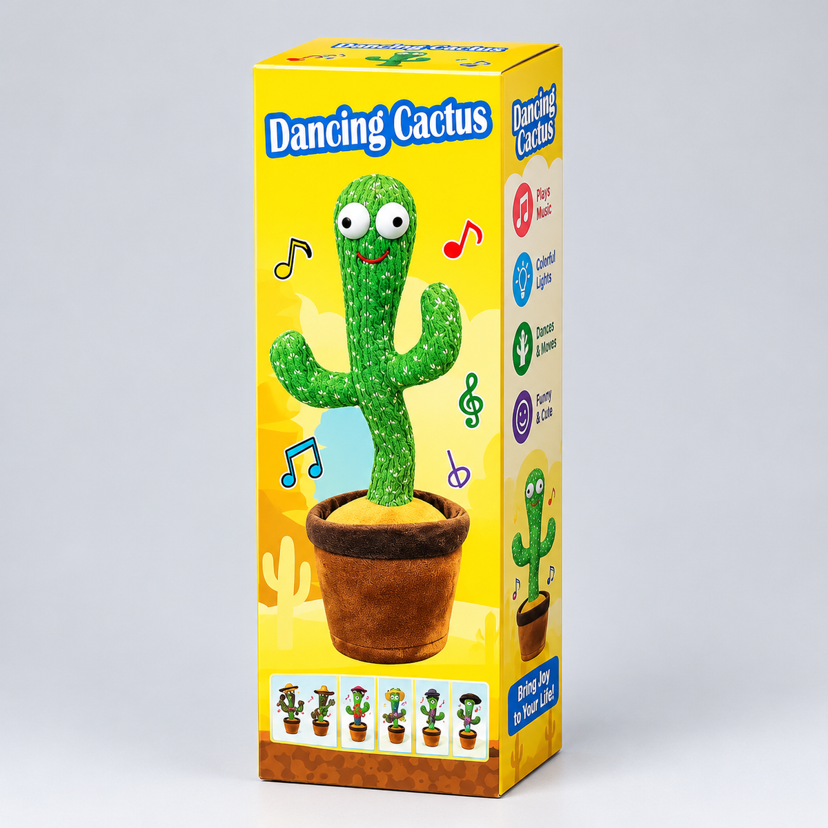 Rechargeable Dancing Cactus Toy with Funny Sounds, Hat & Muffler