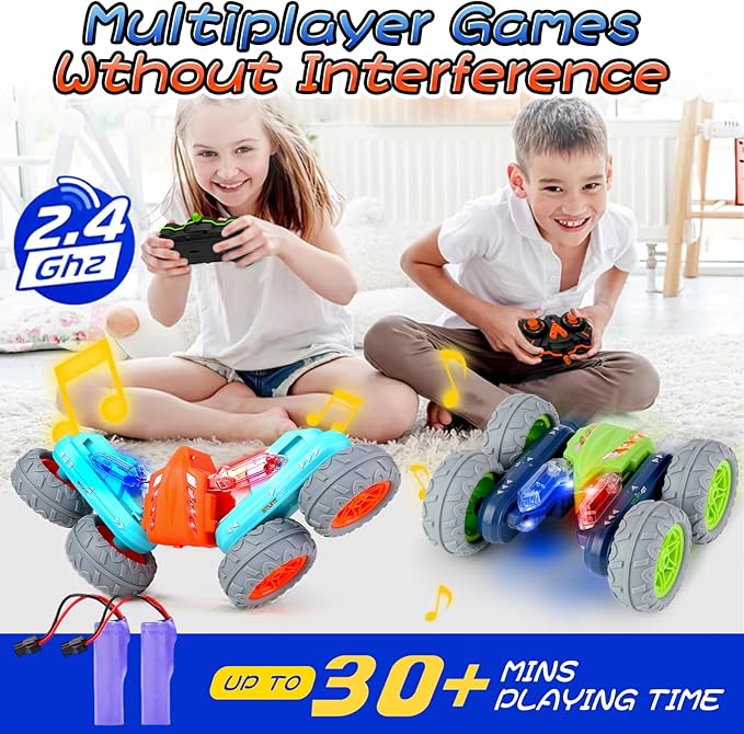 Remote Control Stunt Car with 360° Flips & Lights – Double-Sided 4WD | Golu Baby