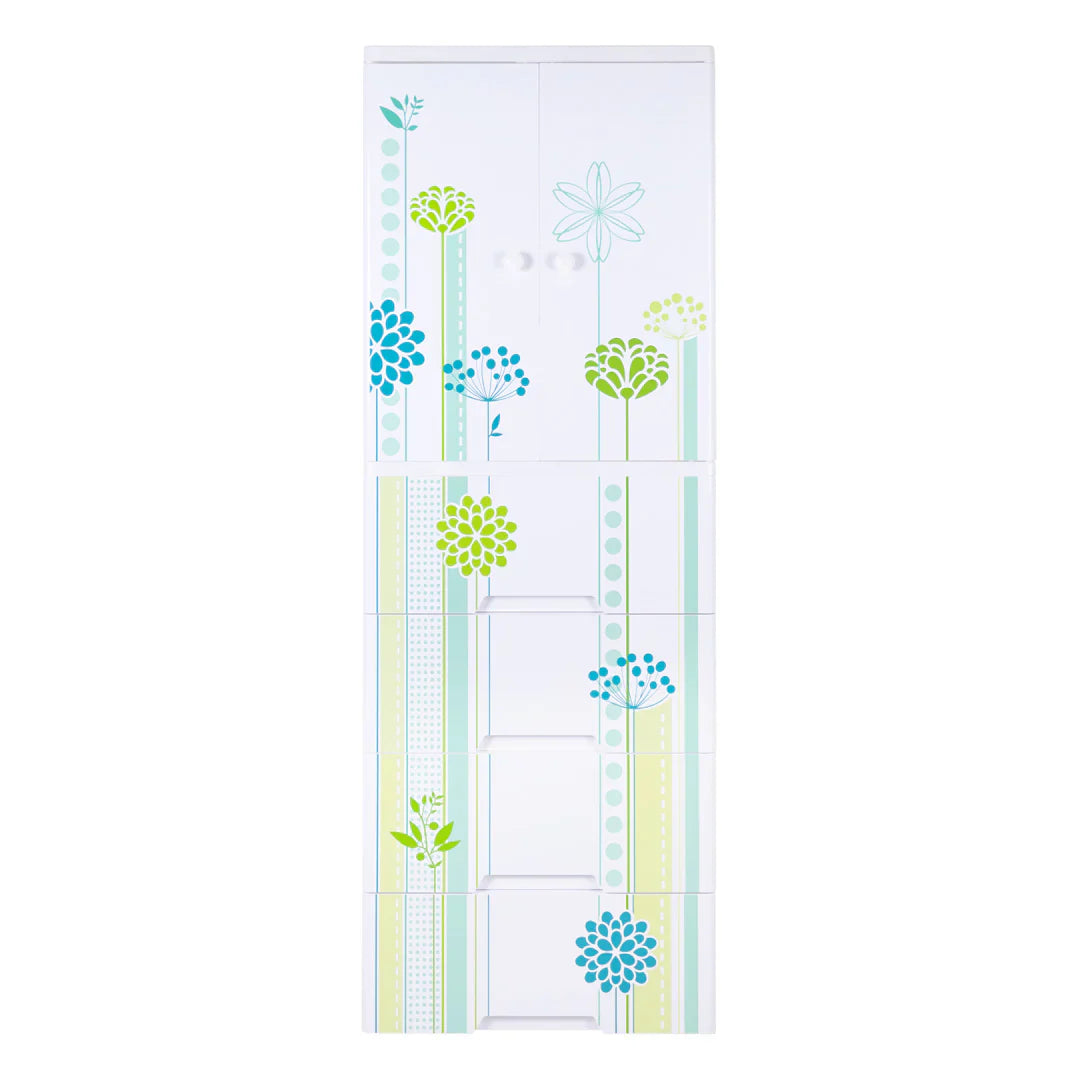 Kideez Wardrobe – Green Flower Print | Stylish & Spacious Kids Storage | Golu Baby