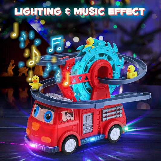 Fire Rail Car Duck Swivel Slide | Music & Lighting Toy for Kids - Golu Baby