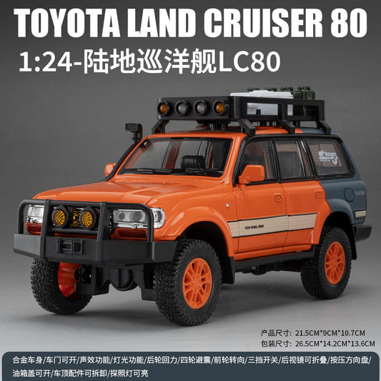 Toyota Land Cruiser 80 Die-Cast Model Car – 1:24 Scale with Sound, Light & Pull-Back Action | Golu Baby