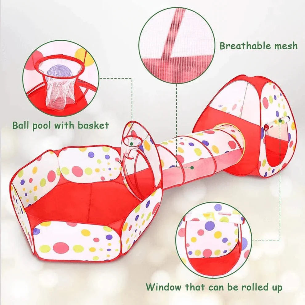 Kids Play Tent with Tunnel and Ball Pit | Golu Baby