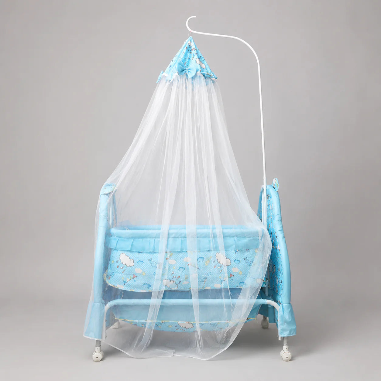 DreamNest Baby Swing with Wheels & Mosquito Net – Portable Baby Cradle (0–3 Years)