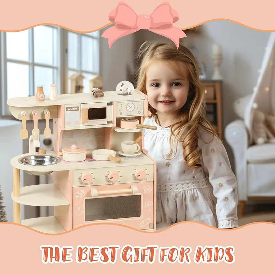 Wooden Kitchen Toy – For Ages 36+ Months | Educational & Fun Playset - Golu Baby