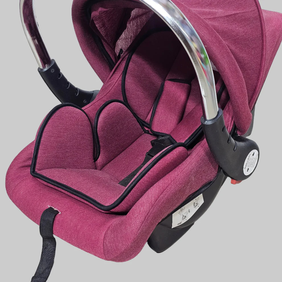 Baby Carry Cot with Soft Mattress – Steel Handle, Canopy & Safety Belt | GOLU BABY