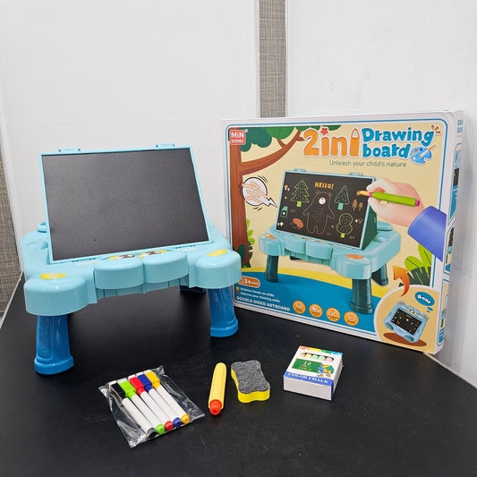 2-in-1 Drawing Board for Kids – Chalk & Marker Writing Board with Accessories | Golu Baby