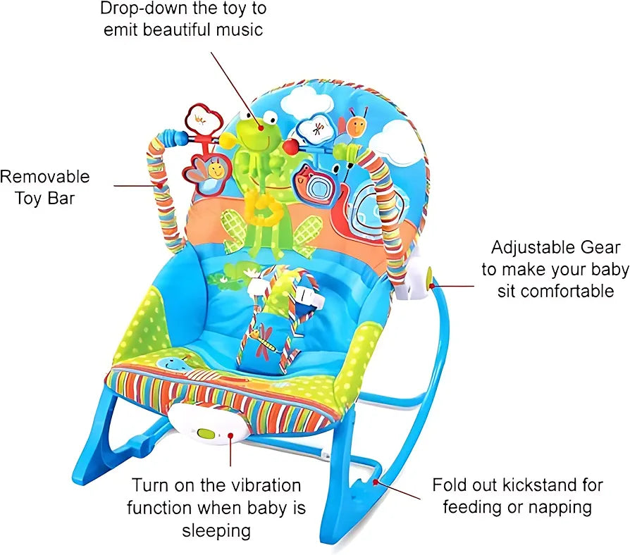 Baby Rocker – Infant to Toddler with Fold-Out Kickstand (0M+, 40 lbs / 18 kg) | Golu Baby