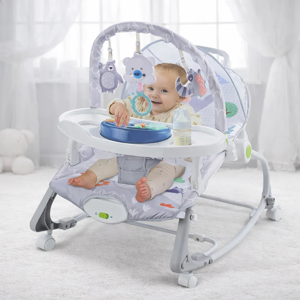 12-in-1 Baby Rocker – 0M+ with Music, Vibration & Dining Tray | Golu Baby