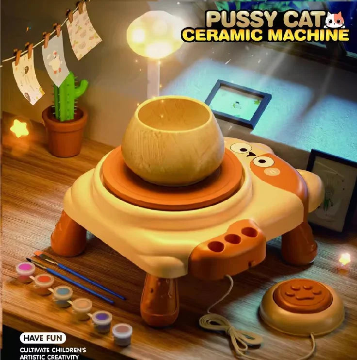 Pussy Cat Ceramic Pottery Machine – Creative Art Training for Kids | Golu Baby