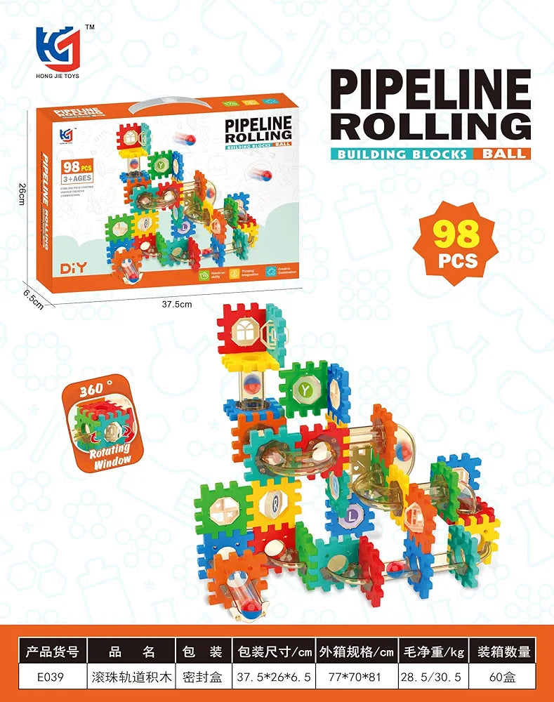 Pipeline Rolling Ball Building Blocks – 98 Pcs DIY Creative Set - Golu Baby