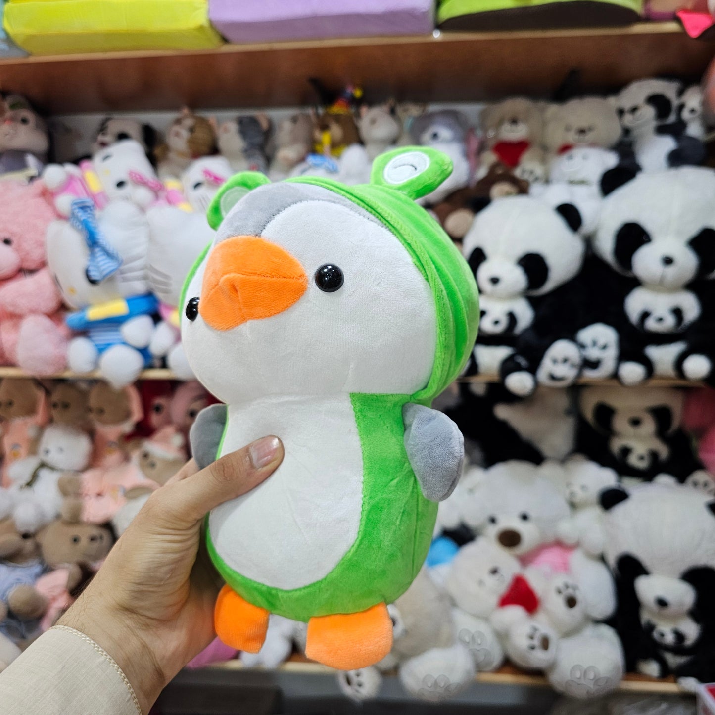 Penguin Plush Dressed as Unicorn – Parrot Colour Soft Toy 25cm | Golu Baby