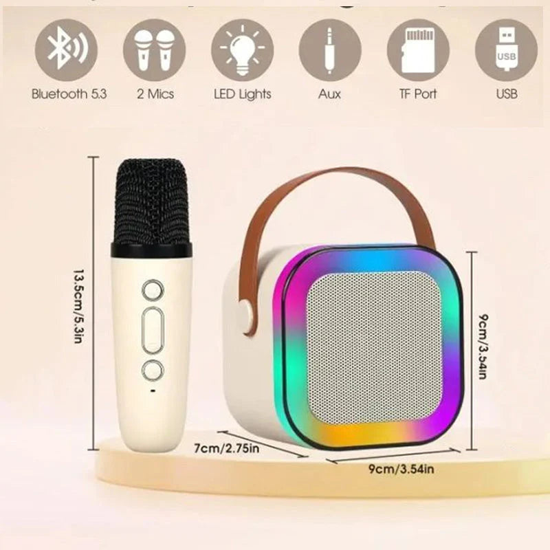 PartyBeat Bluetooth Karaoke Speaker – Rechargeable with Dual Wireless Microphones & LED Lights