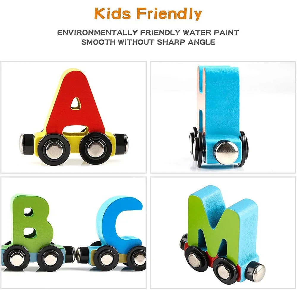 Letter Magnetic Train A to Z – 3D Wooden Alphabet Train | Golu Baby