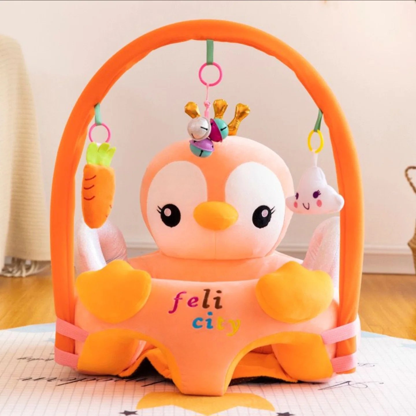 Animal & Rattle Floor Seat / Baby Sofa – Comfortable Support Seat for Kids | GOLU BABY