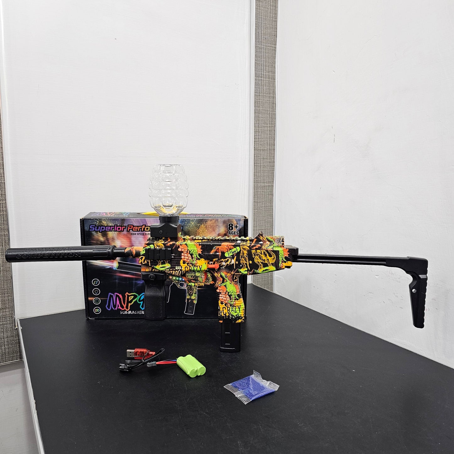 Superior Performance High-Speed Electric Crystal Pellet Gun MP9 Submachine Gun –Golu Baby