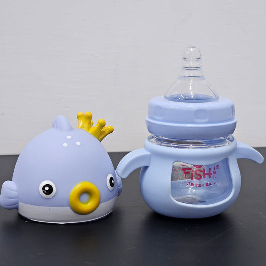 Baby Glass Feeder Blue 60ml – Safe, Compact & Easy to Use | Golu Baby