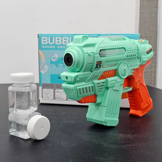 Sound & Light Bubble Gun – Battery Operated with Bubble Liquid Packs | Golu Baby