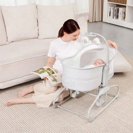 Mastela 4-in-1 Deluxe Multi-Functional Bassinet Swing – White Colour | Golu Baby