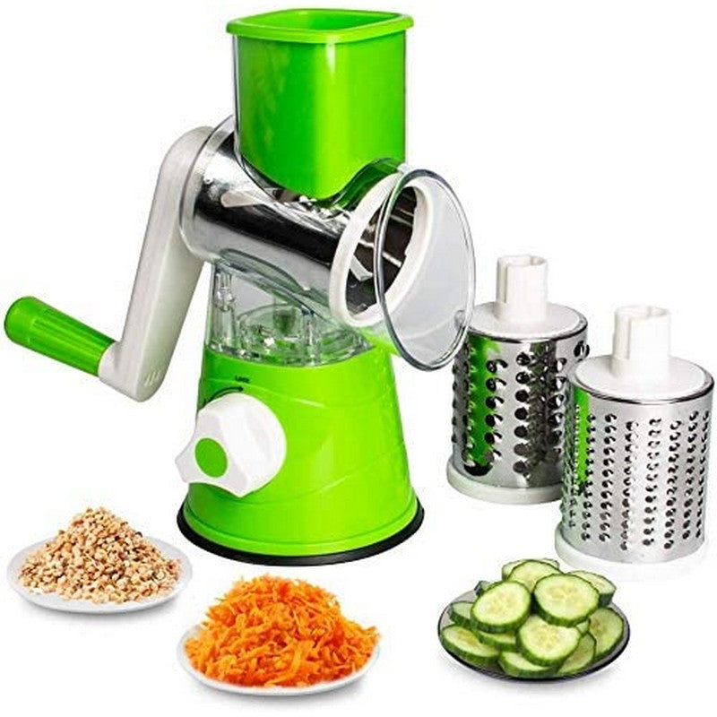 3-in-1 Table Top Drum Grater & Slicer – Vegetable Cutter with Interchangeable Blades | Golu Baby