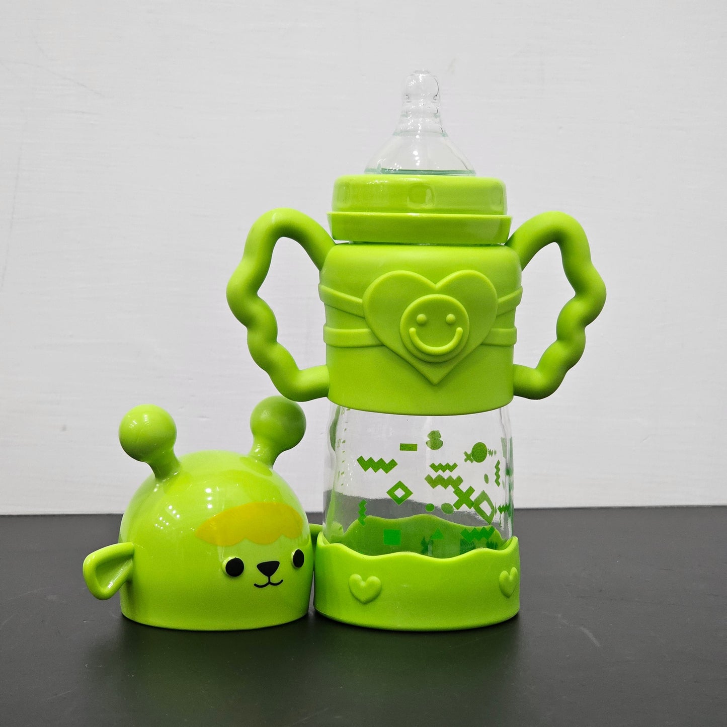 Baby Glass Feeder Green 250ml – Healthy & Durable Feeding Bottle | Golu Baby