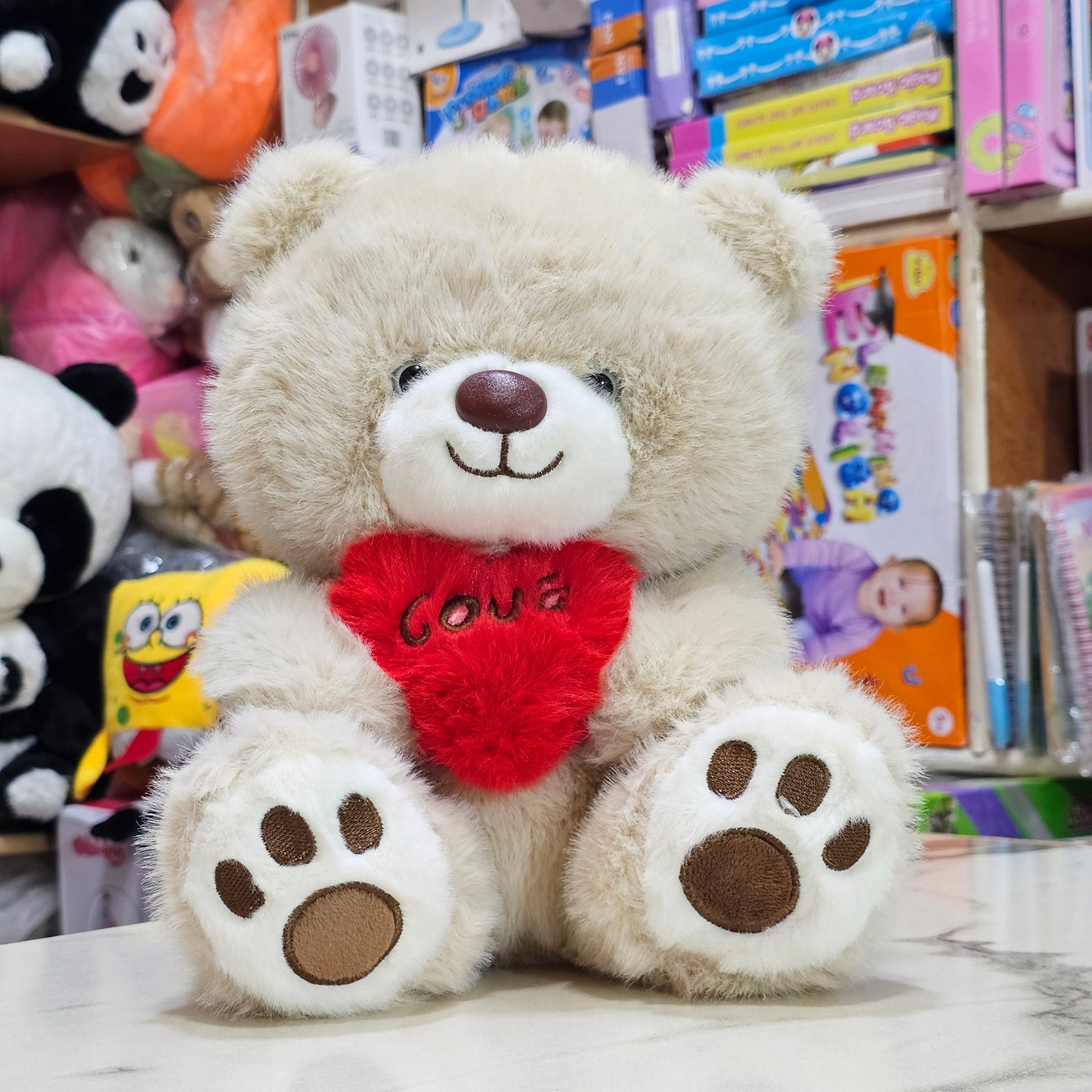 Premium Love Heart Bear – Light Brown Colour – 30cm Plush Toy | Golu Baby