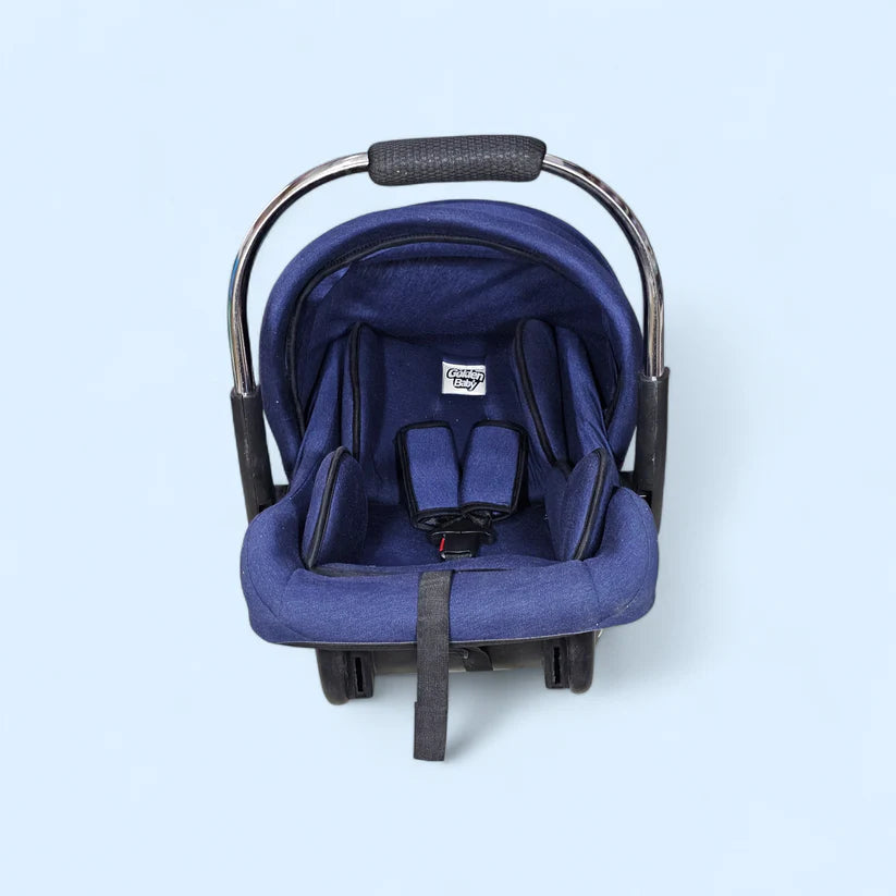 Baby Carry Cot with Soft Mattress – Steel Handle, Canopy & Safety Belt | GOLU BABY