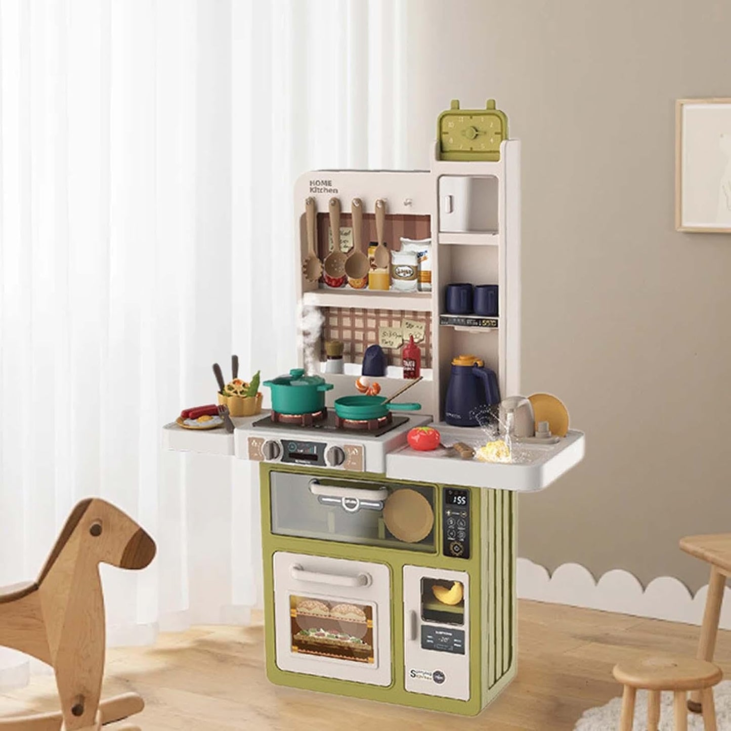 Spray Kitchen Play Set – 55 Accessories | Real Steam Effect | Size: 61.2 x 26.2 x 88 cm - Golu Baby