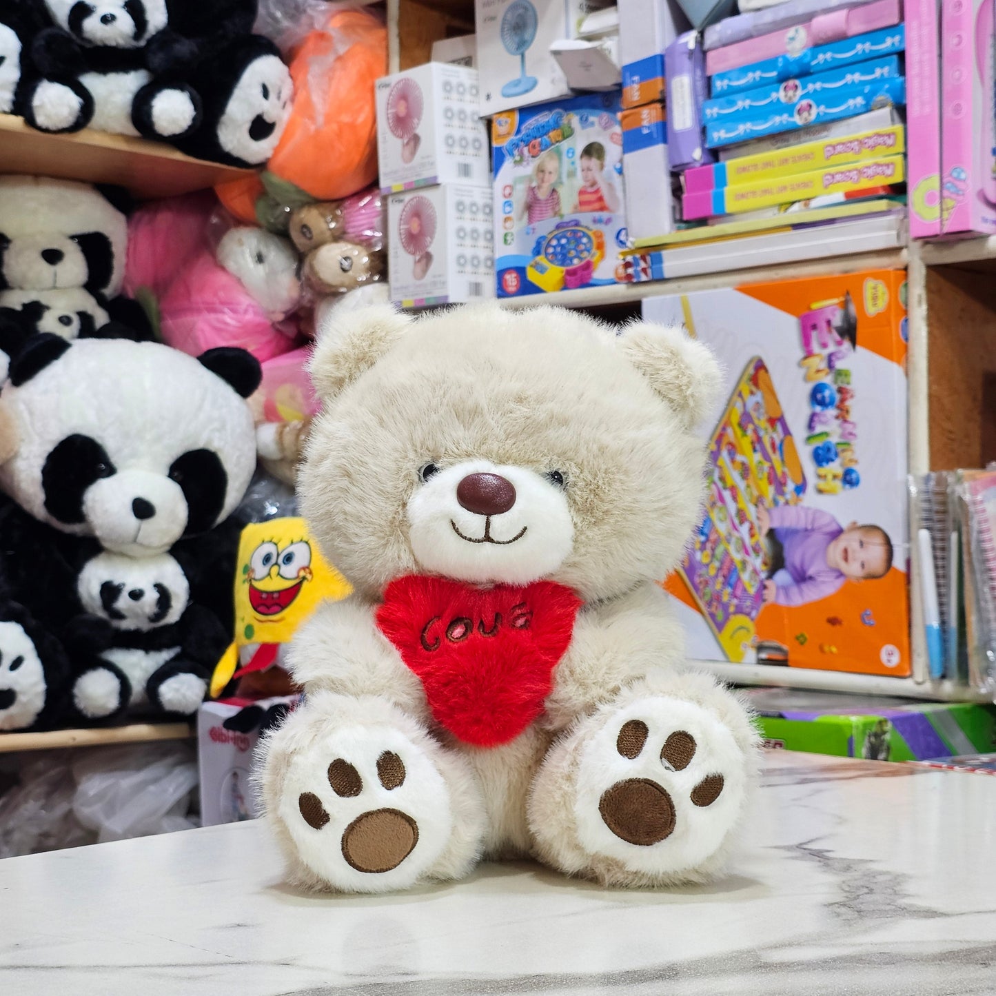 Premium Love Heart Bear – Light Brown Colour – 30cm Plush Toy | Golu Baby
