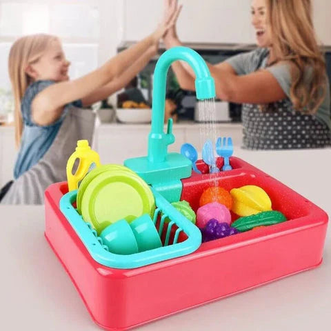 Electric Dishwasher Kitchen Sink Toy Set with Running Water | Golu Baby
