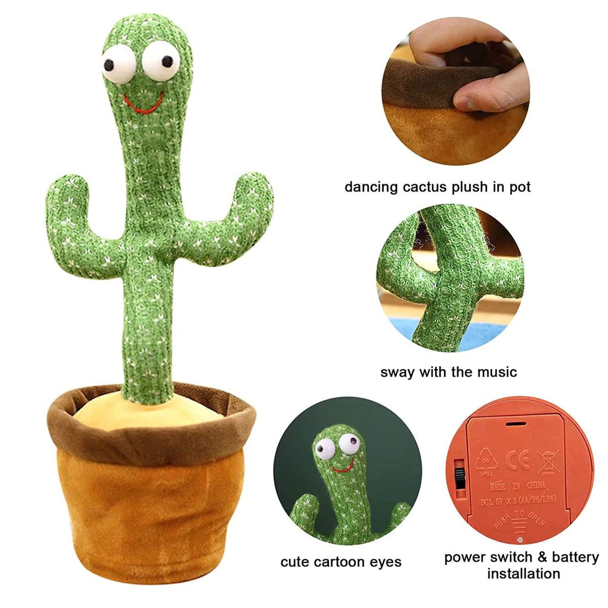 Dancing Cactus Toy | Music, Lights & Voice Repeating Fun - Golu Baby