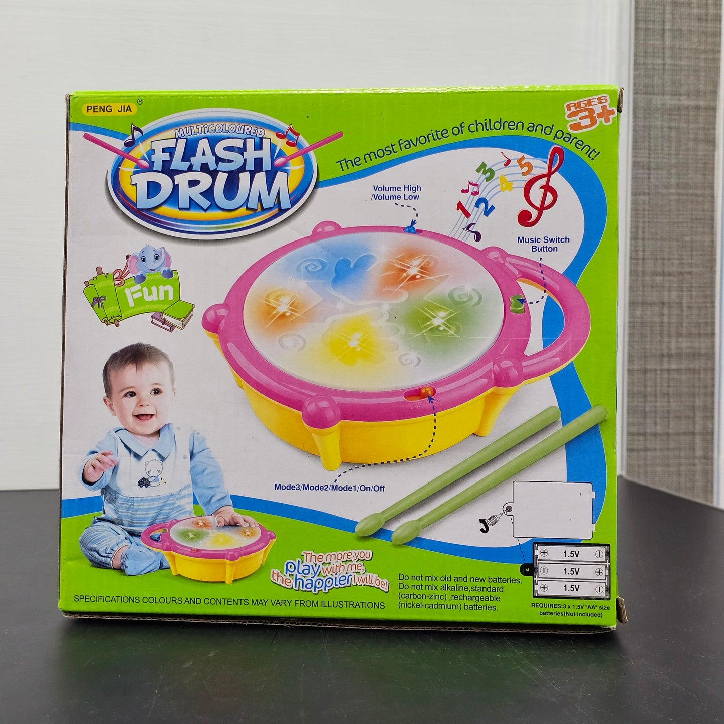 Flash Drum with Lighting & Music – Includes 2 Drum Sticks | Golu Baby