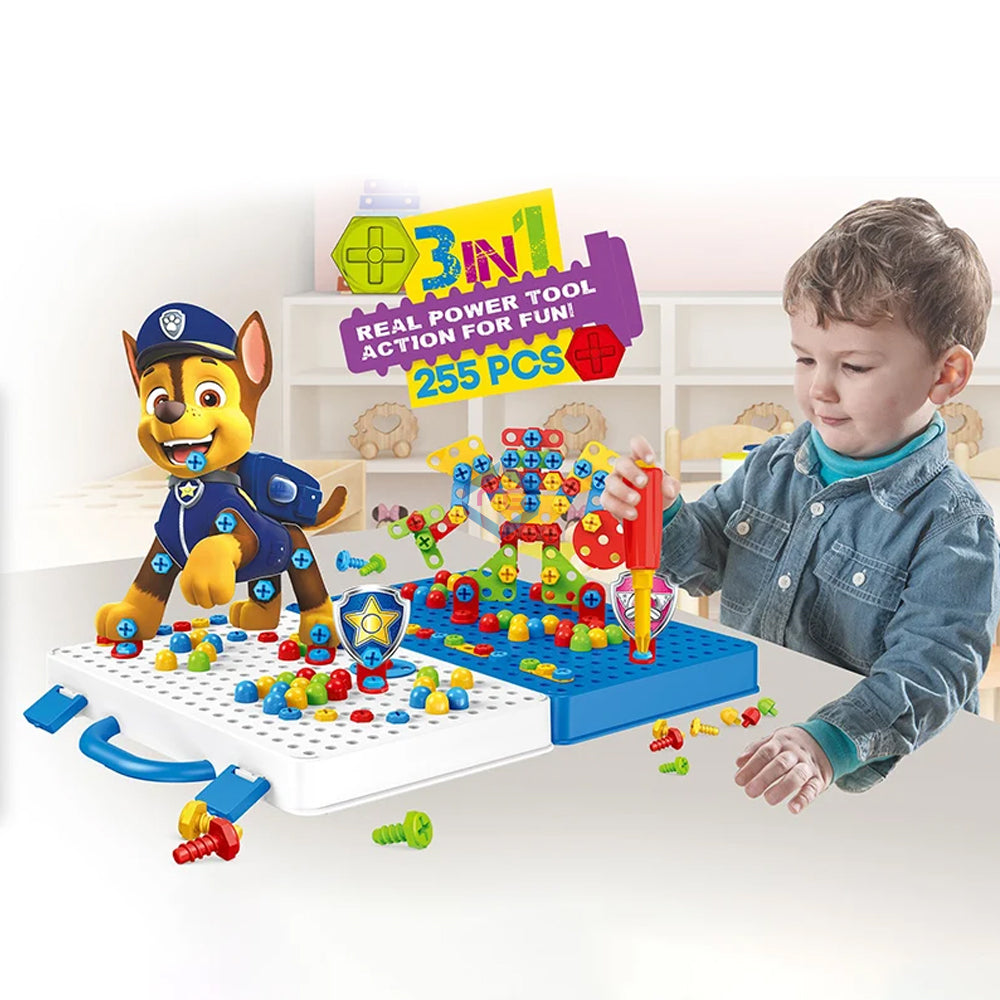 3-in-1 Real Power Tool Workbench Playset – 255 Pcs Puzzle Panel |Golu Baby