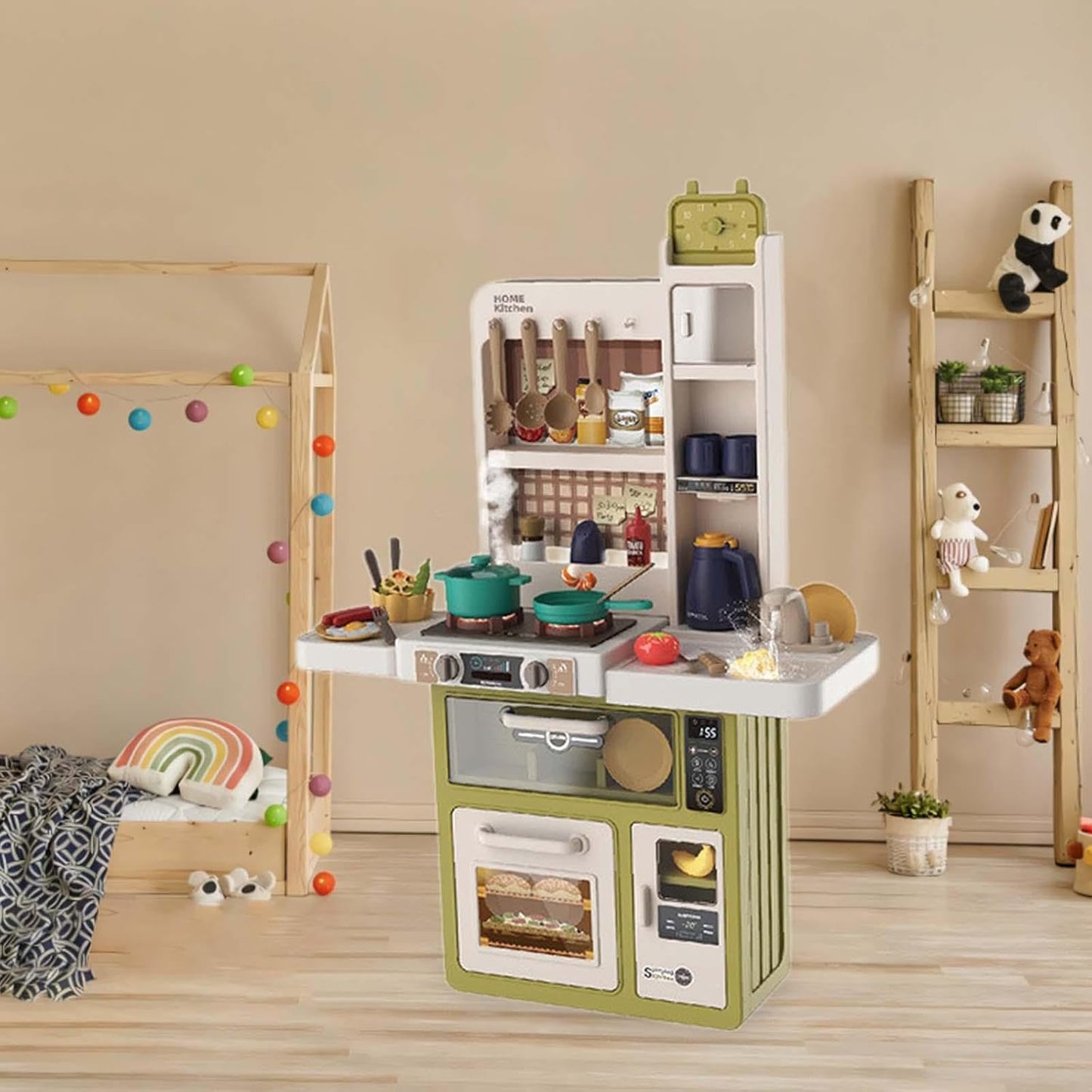 Spray Kitchen Play Set – 55 Accessories | Real Steam Effect | Size: 61.2 x 26.2 x 88 cm - Golu Baby