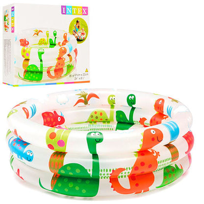 INTEX Dinosaur 3-Ring Baby Pool – 24″ D x 8.5″ H | Golu Baby