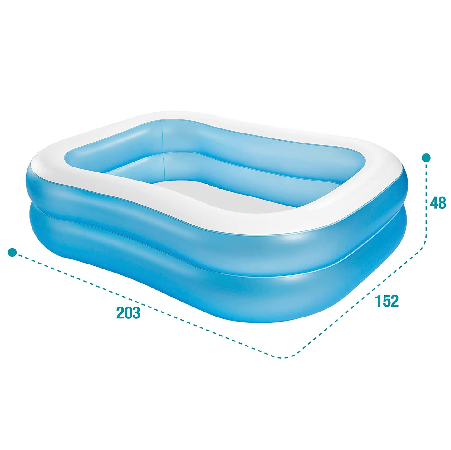 Intex Swim Center Family Pool – White & Blue Inflatable Pool (80” x 60”) #57180