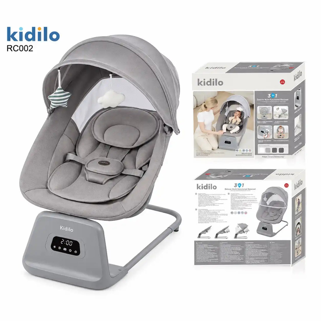Kidilo 3-in-1 Deluxe Multi-Functional Baby Bassinet – RC002