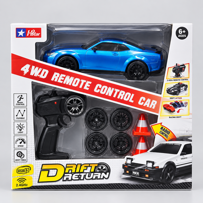 4WD Remote Control Drift Car with Lights & Spare Wheels