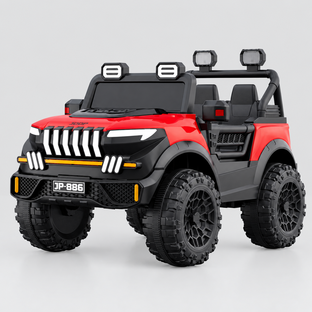 Kids 2-Seater Electric Car – Leather Seat Ride-On Jeep (M-21 RED)