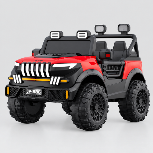 Kids 2-Seater Electric Car – Leather Seat Ride-On Jeep (M-21 RED)