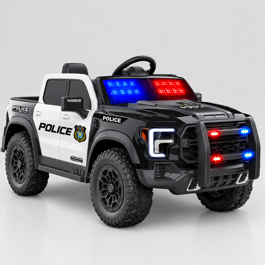 Revo Police Car Ride-On – Rechargeable with Leather Seat, Lights & Siren Sounds (P-5)