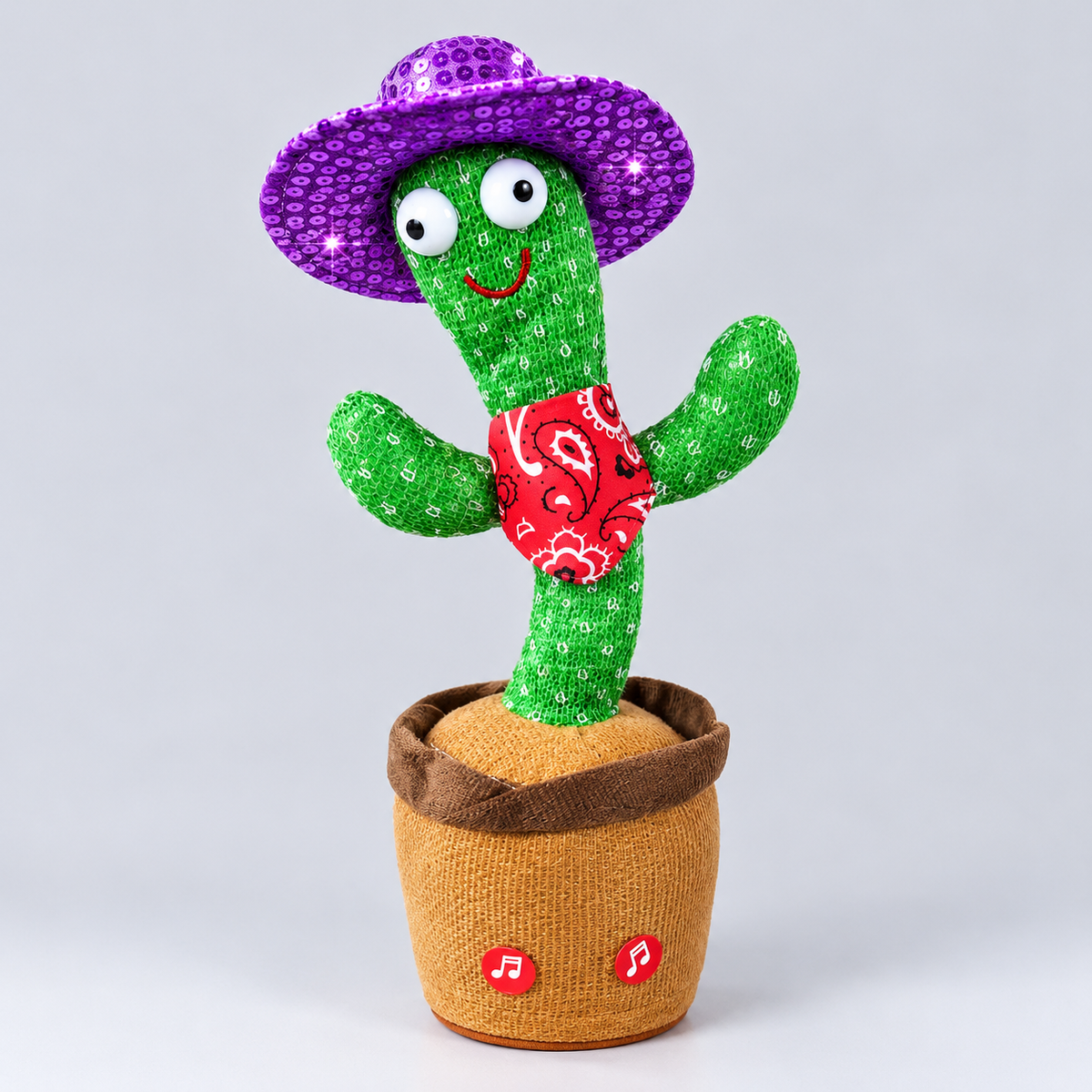 Rechargeable Dancing Cactus Toy with Funny Sounds, Hat & Muffler