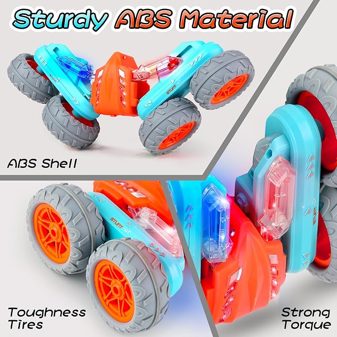 Remote Control Stunt Car with 360° Flips & Lights – Double-Sided 4WD | Golu Baby