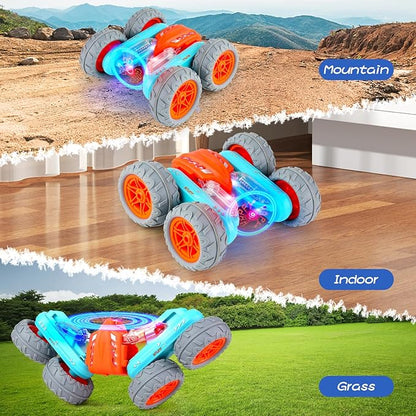 Remote Control Stunt Car with 360° Flips & Lights – Double-Sided 4WD | Golu Baby