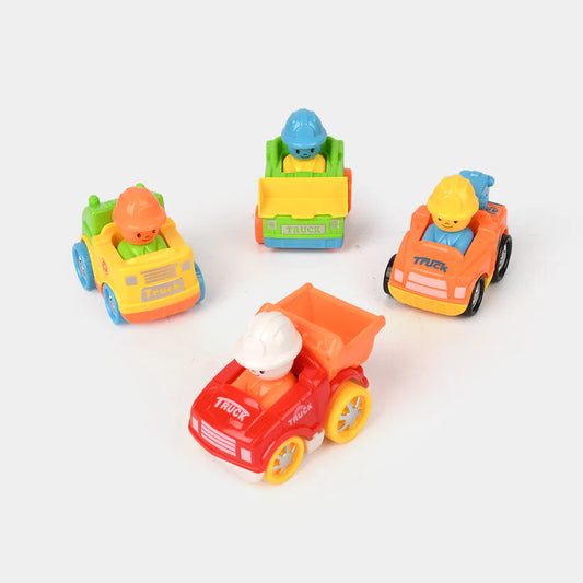 Cartoon Truck Team – Pack of 4 Pull Back Cars | Golu Baby