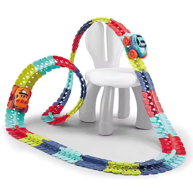 FlexiTrack 46-Piece Racing Set – Interchangeable Car Shells | Golu Baby