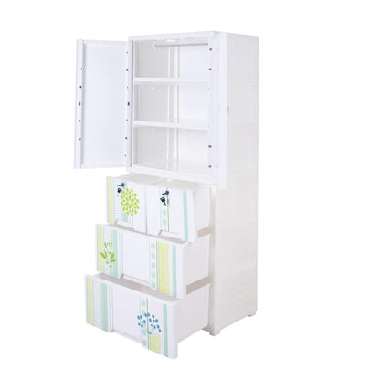 Kideez Wardrobe – Green Flower Print | Stylish & Spacious Kids Storage | Golu Baby