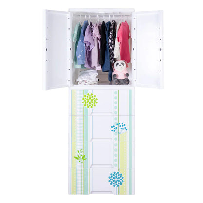 Kideez Wardrobe – Green Flower Print | Stylish & Spacious Kids Storage | Golu Baby