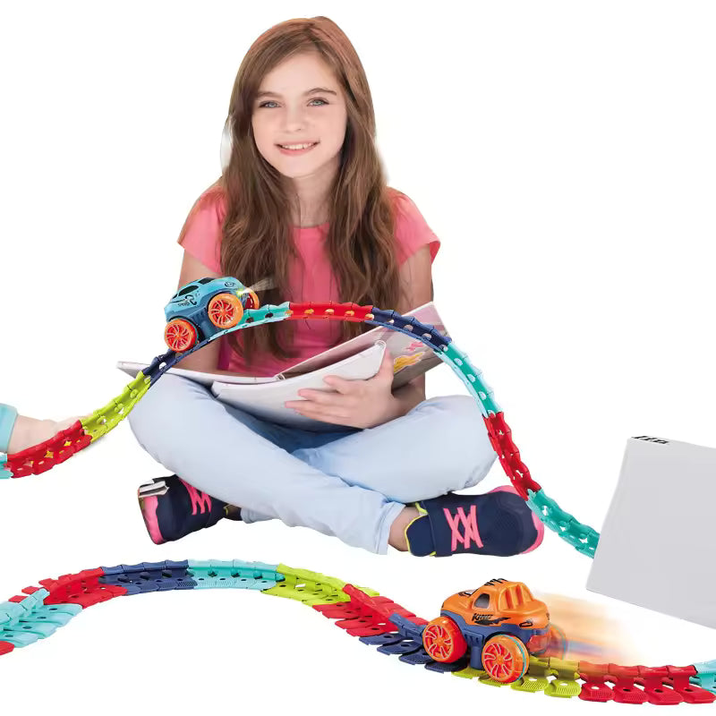 FlexiTrack 46-Piece Racing Set – Interchangeable Car Shells | Golu Baby