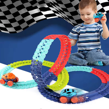 FlexiTrack 46-Piece Racing Set – Interchangeable Car Shells | Golu Baby
